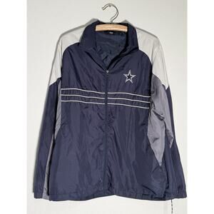 Dallas Cowboys Reebok Windbreaker Jacket Men’s Large Navy Gray NFL Full Zip